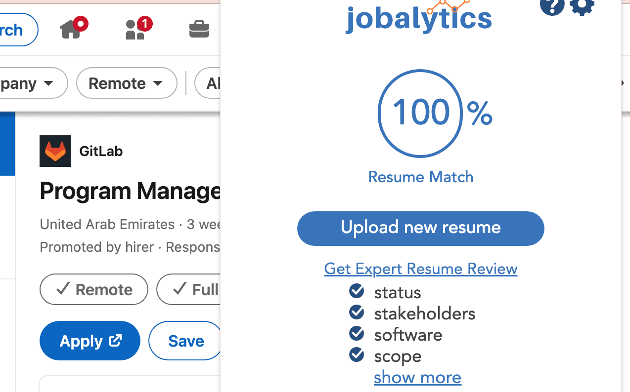 JobAlytics ATS score screenshot
